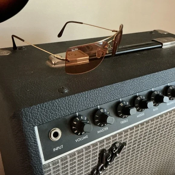 RAY-BAN Vintage Square RB3158 Unisex Orange Tinted Sunglasses - Picture 12 of 16